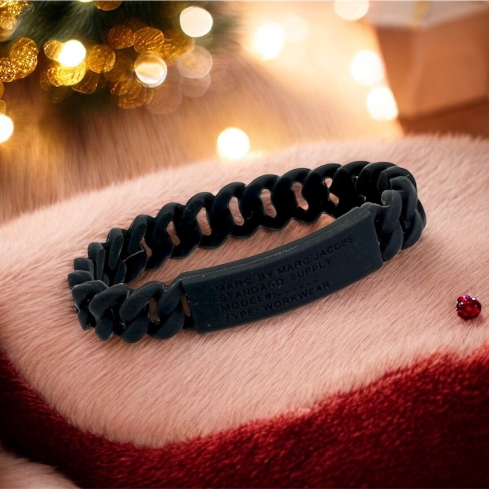 Marc by Marc Jacobs Black Standard Supply Braided Silicone Rubber Bracelet 🆕